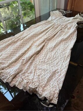 DÔEN Wendelin Spring Elderberry Floral Cream Organic Cotton Midi Dress‎ XL